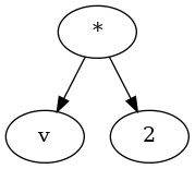 digraph foo {
    "*" -> "v";
    "*" -> "2";
}